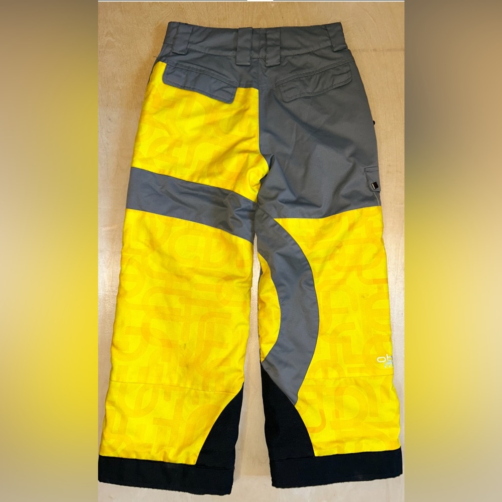 Obermeyer EXTENDED LENGTH Junior Sz 10 Snow Ski Snowboard Pants Yellow Black - Picture 2 of 16